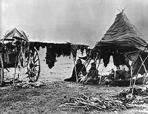 Cheyenne Camp with Meat Drying Rack