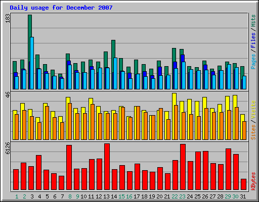 Daily usage for December 2007