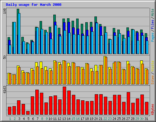 Daily usage for March 2008