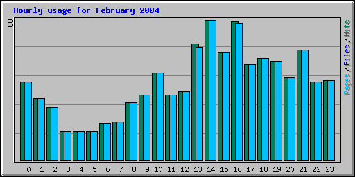 Hourly usage for February 2004