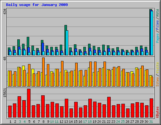 Daily usage for January 2009