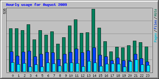 Hourly usage for August 2009