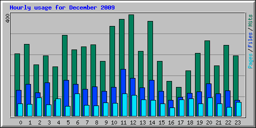 Hourly usage for December 2009