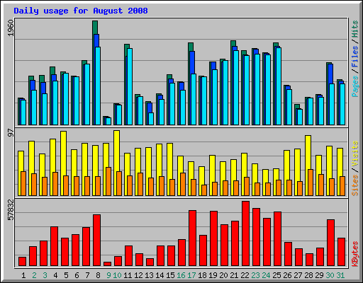 Daily usage for August 2008