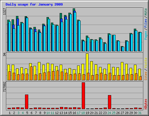 Daily usage for January 2009