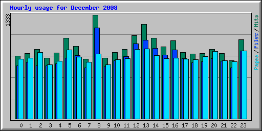 Hourly usage for December 2008