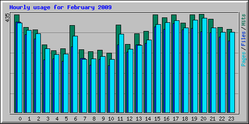 Hourly usage for February 2009