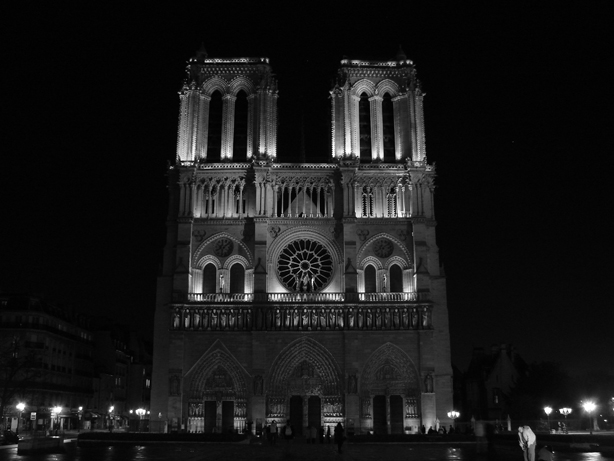 Notre Dame at Night, Black & White