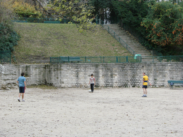 Boys playing football in Arena