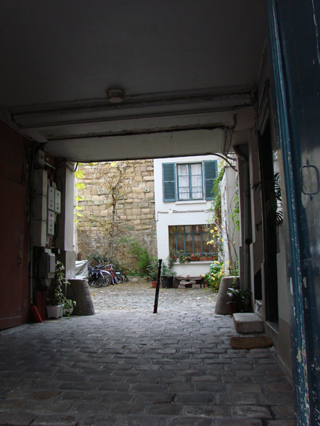 Medieval wall in modern setting