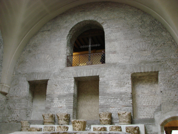 Roman wall behind capitals