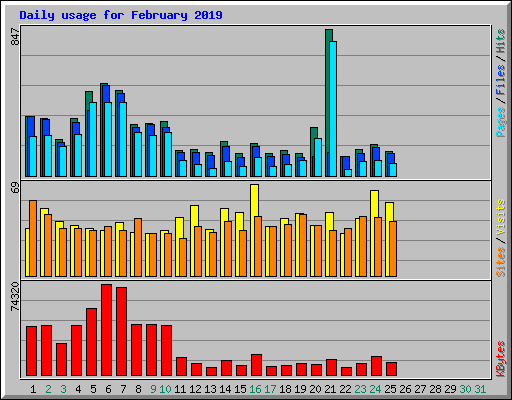 Daily usage for February 2019