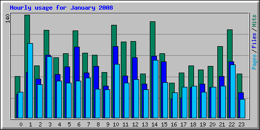 Hourly usage for January 2008