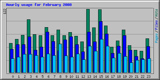 Hourly usage for February 2008