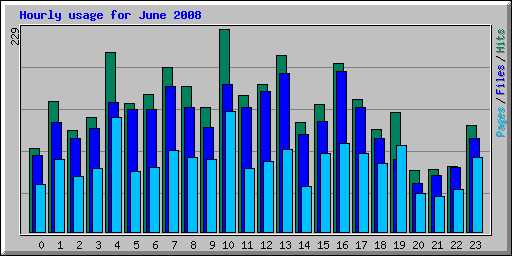 Hourly usage for June 2008