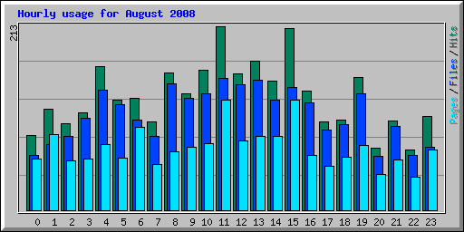 Hourly usage for August 2008