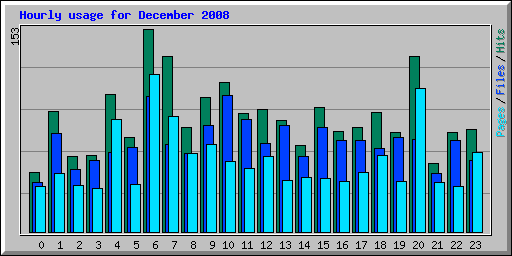 Hourly usage for December 2008
