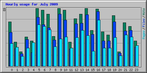 Hourly usage for July 2009