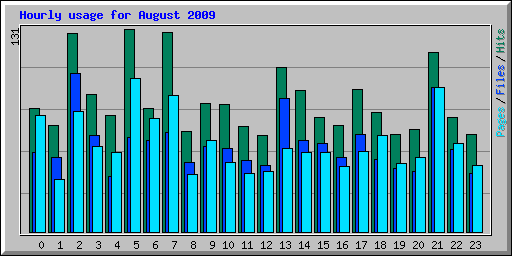 Hourly usage for August 2009
