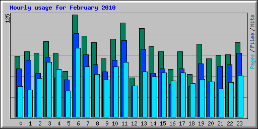 Hourly usage for February 2010