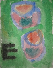 'Two Baskets' by E, watercolor in the style of Chihuly (Feb 2008)