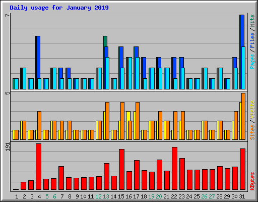 Daily usage for January 2019