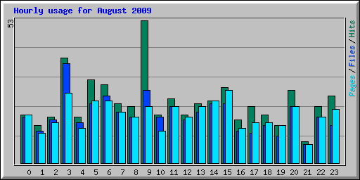 Hourly usage for August 2009
