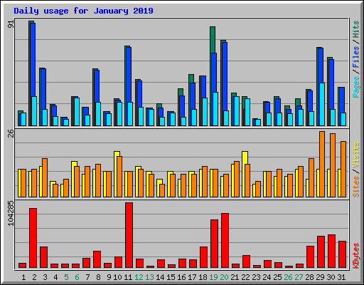 Daily usage for January 2019
