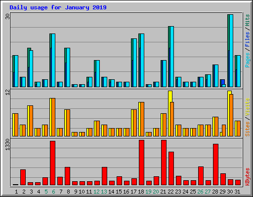 Daily usage for January 2019