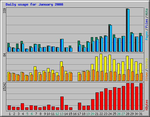Daily usage for January 2008