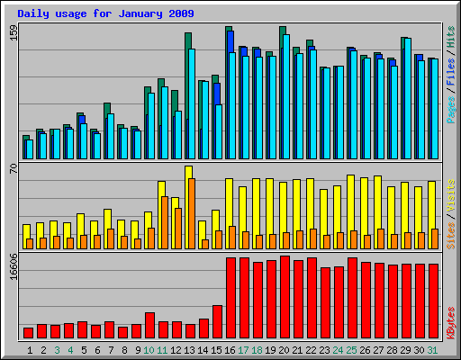 Daily usage for January 2009