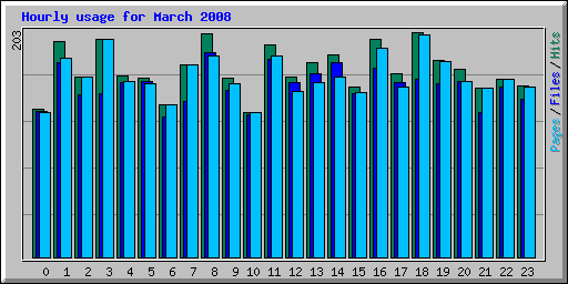 Hourly usage for March 2008