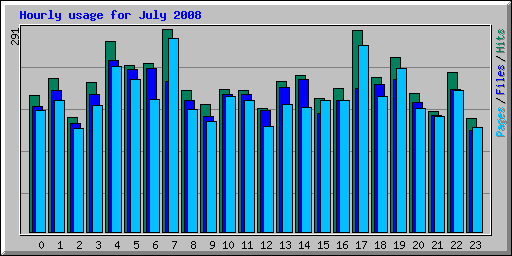 Hourly usage for July 2008