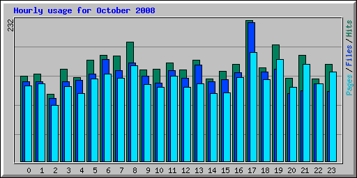 Hourly usage for October 2008