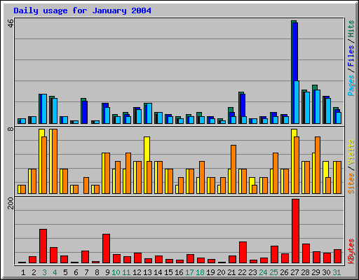 Daily usage for January 2004
