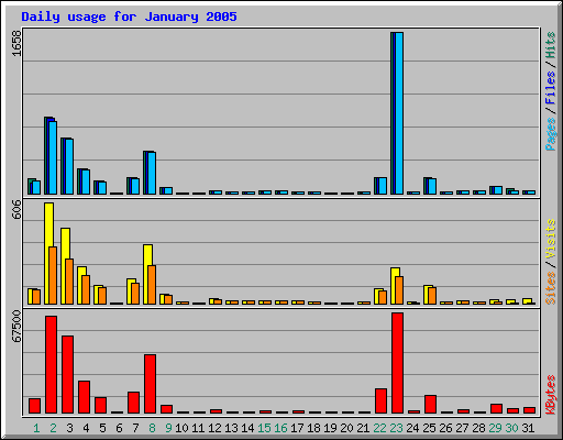 Daily usage for January 2005