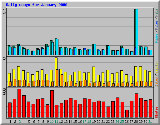 Daily usage for January 2009