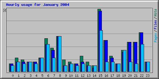 Hourly usage for January 2004