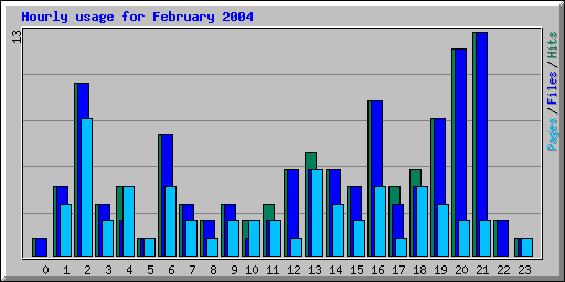 Hourly usage for February 2004