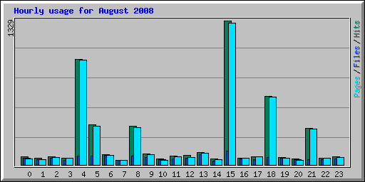 Hourly usage for August 2008