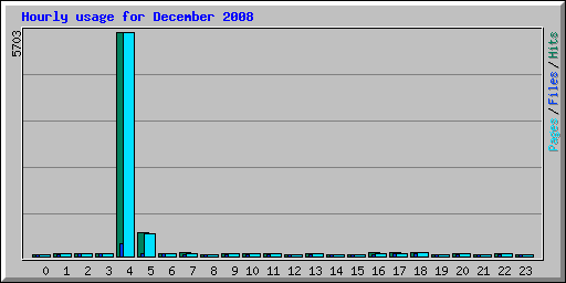 Hourly usage for December 2008