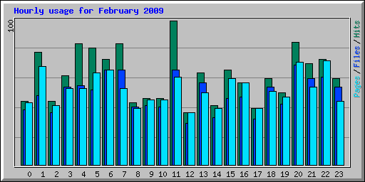 Hourly usage for February 2009