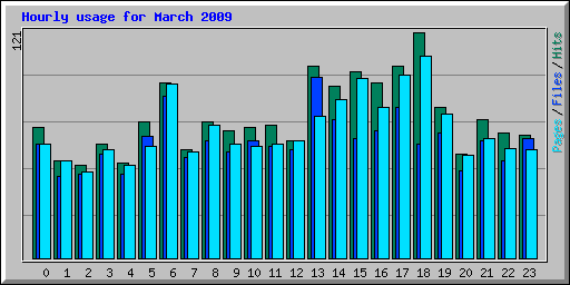 Hourly usage for March 2009