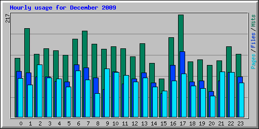 Hourly usage for December 2009