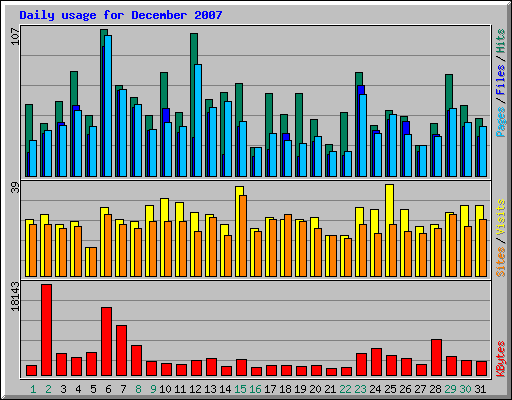 Daily usage for December 2007