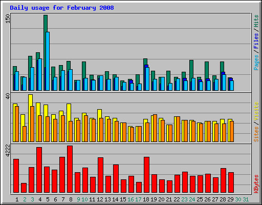 Daily usage for February 2008