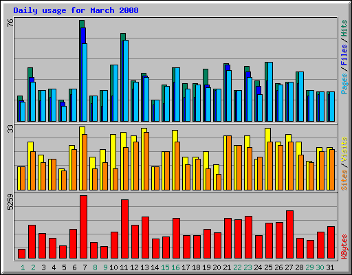 Daily usage for March 2008