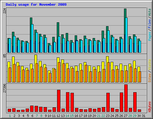 Daily usage for November 2009
