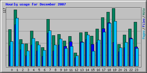 Hourly usage for December 2007