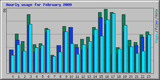 Hourly usage for February 2009